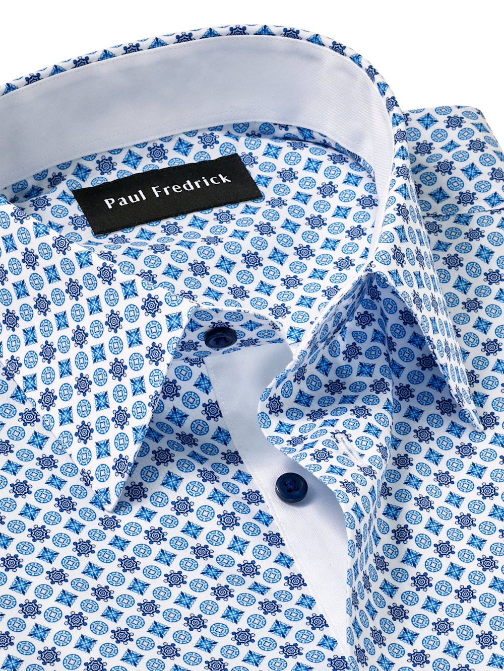 Alternate Image of Non-iron Cotton Geometric Dress Shirt With Contrast Trim-6