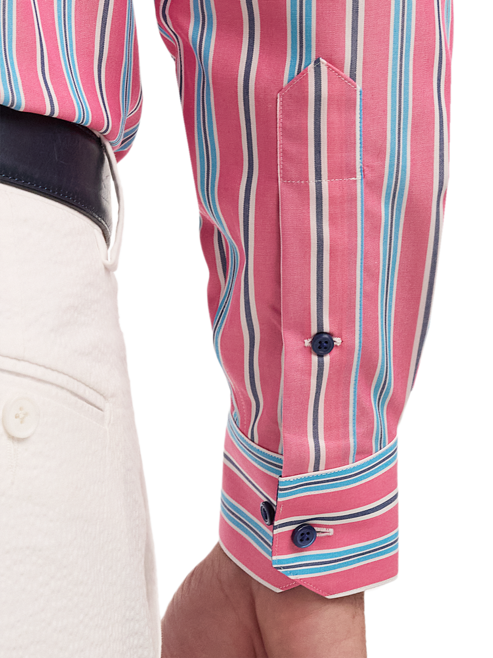 Alternate Image of Non-iron Cotton Stripe Dress Shirt With Contrast Trim-3