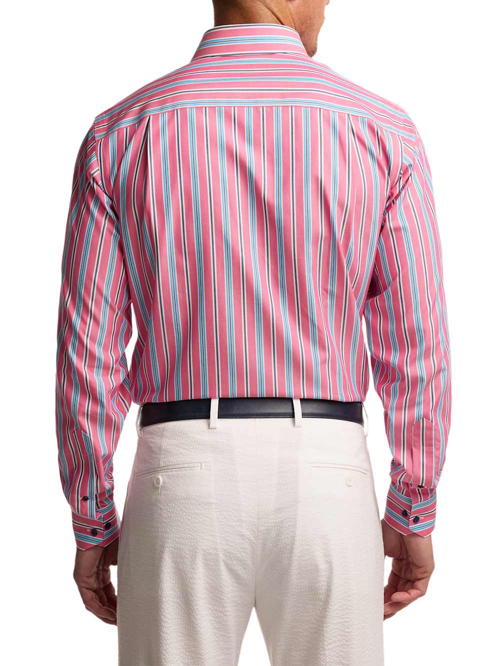 Alternate Image of Non-iron Cotton Stripe Dress Shirt With Contrast Trim-4