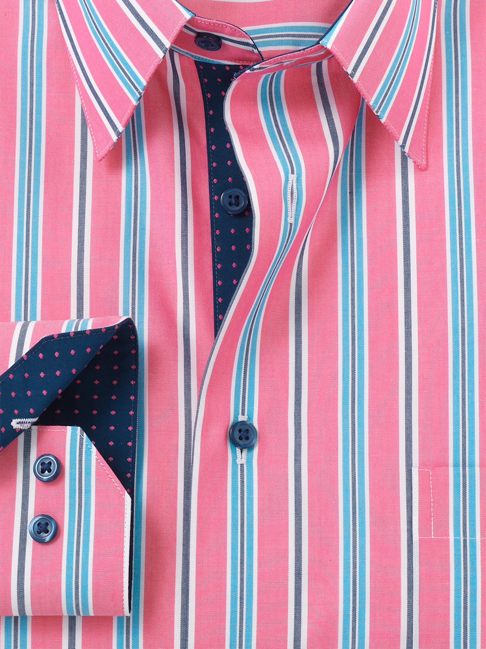 Alternate Image of Non-iron Cotton Stripe Dress Shirt With Contrast Trim-5