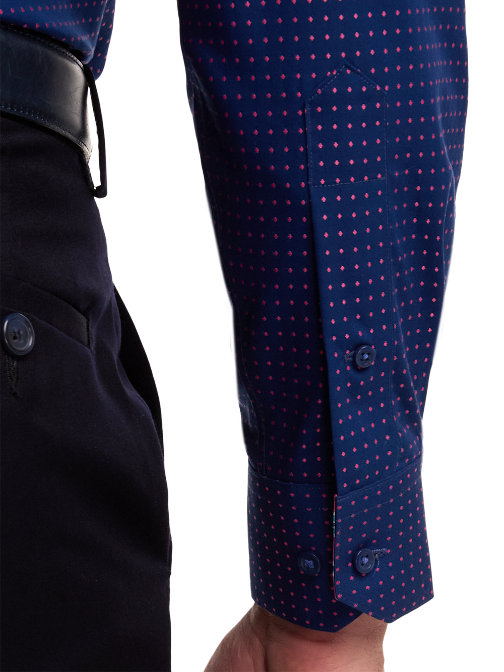Alternate Image of Non-iron Cotton Dot Dress Shirt With Contrast Trim-3