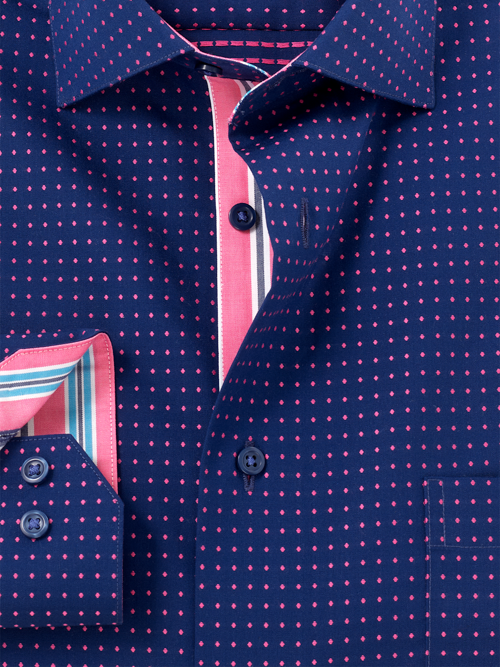 Alternate Image of Non-iron Cotton Dot Dress Shirt With Contrast Trim-5