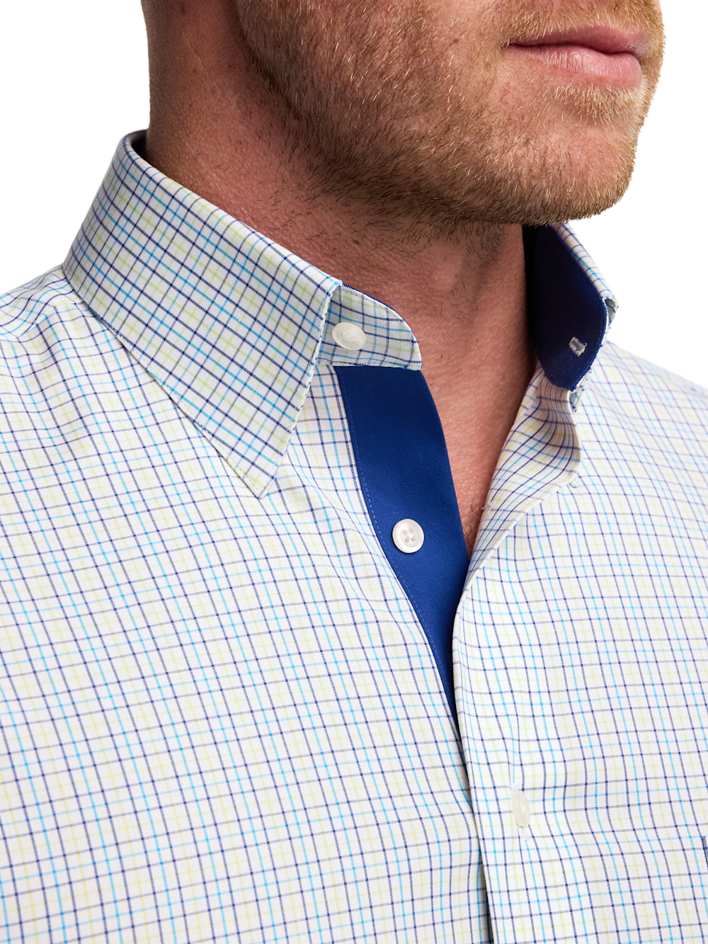 Alternate Image of Comfort Stretch Non-iron Check Dress Shirt With Contrast Trim-2