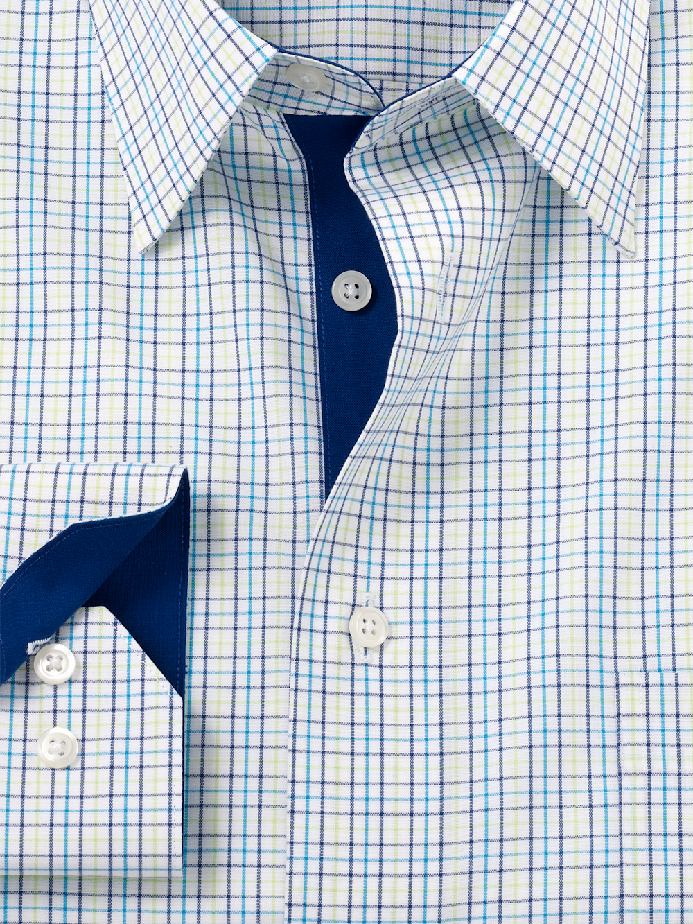 Alternate Image of Comfort Stretch Non-iron Check Dress Shirt With Contrast Trim-5