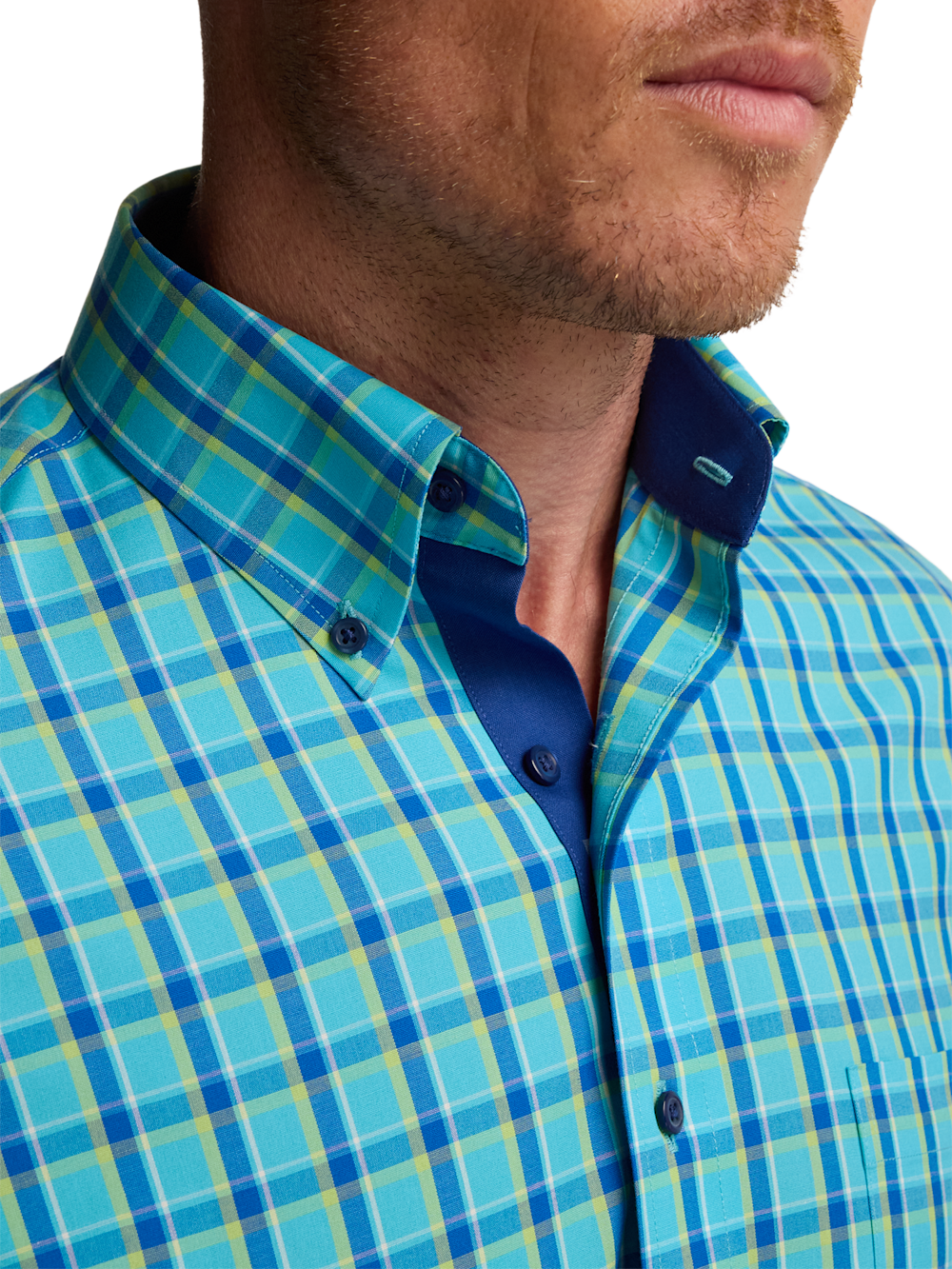 Alternate Image of Comfort Stretch Non-iron Windowpane Dress Shirt With Contrast Trim-2