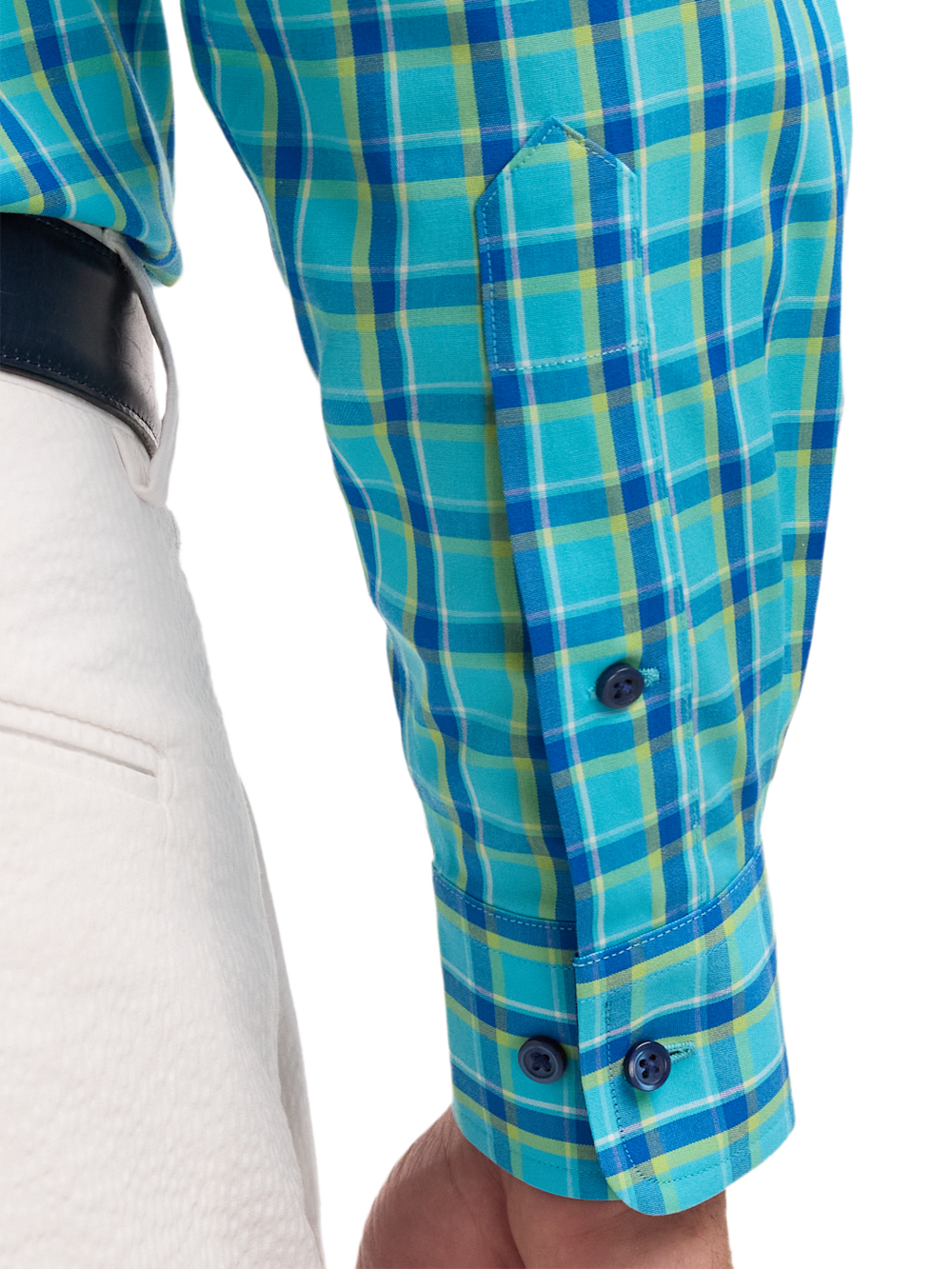 Alternate Image of Comfort Stretch Non-iron Windowpane Dress Shirt With Contrast Trim-3