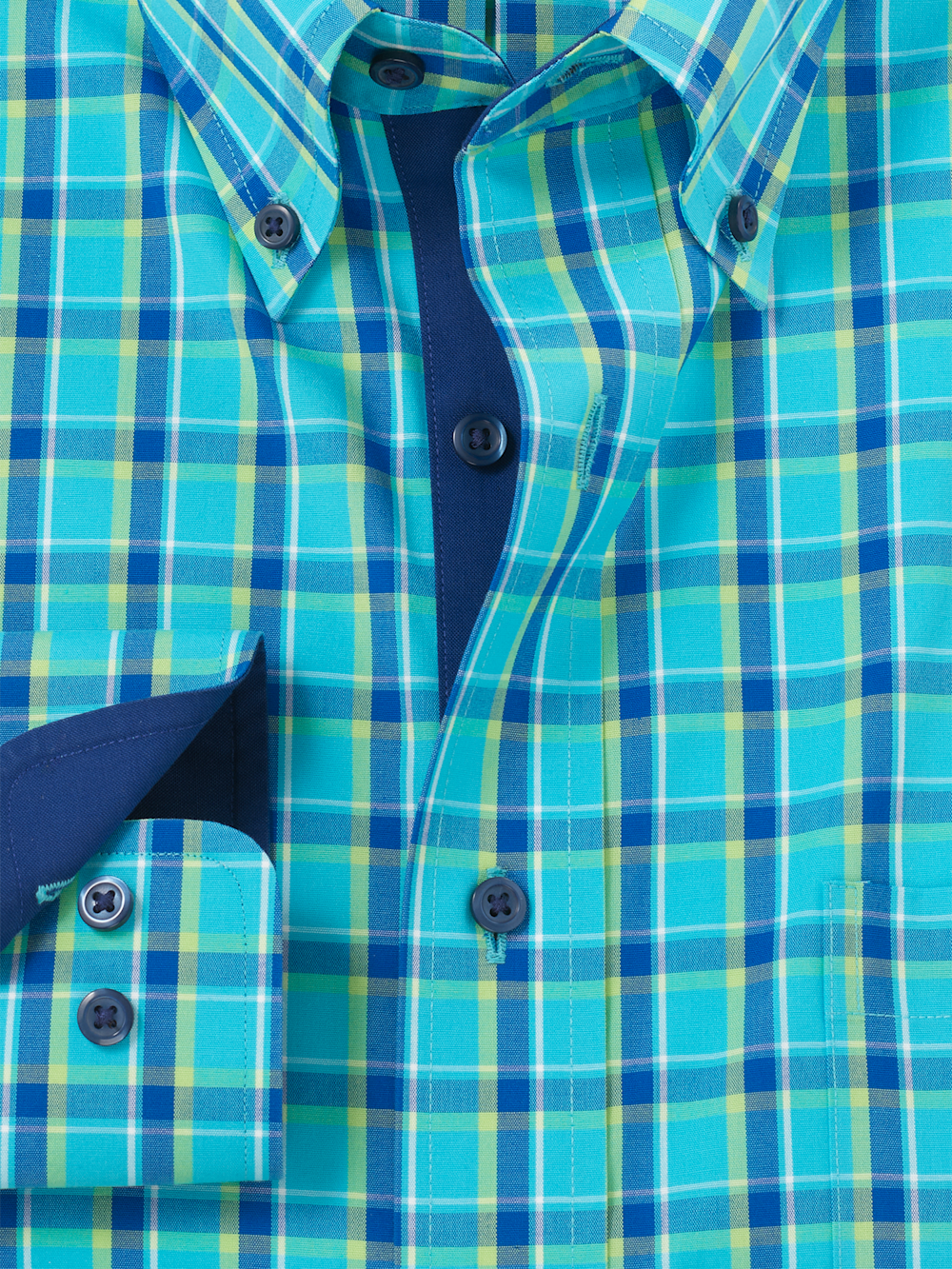 Alternate Image of Comfort Stretch Non-iron Windowpane Dress Shirt With Contrast Trim-5