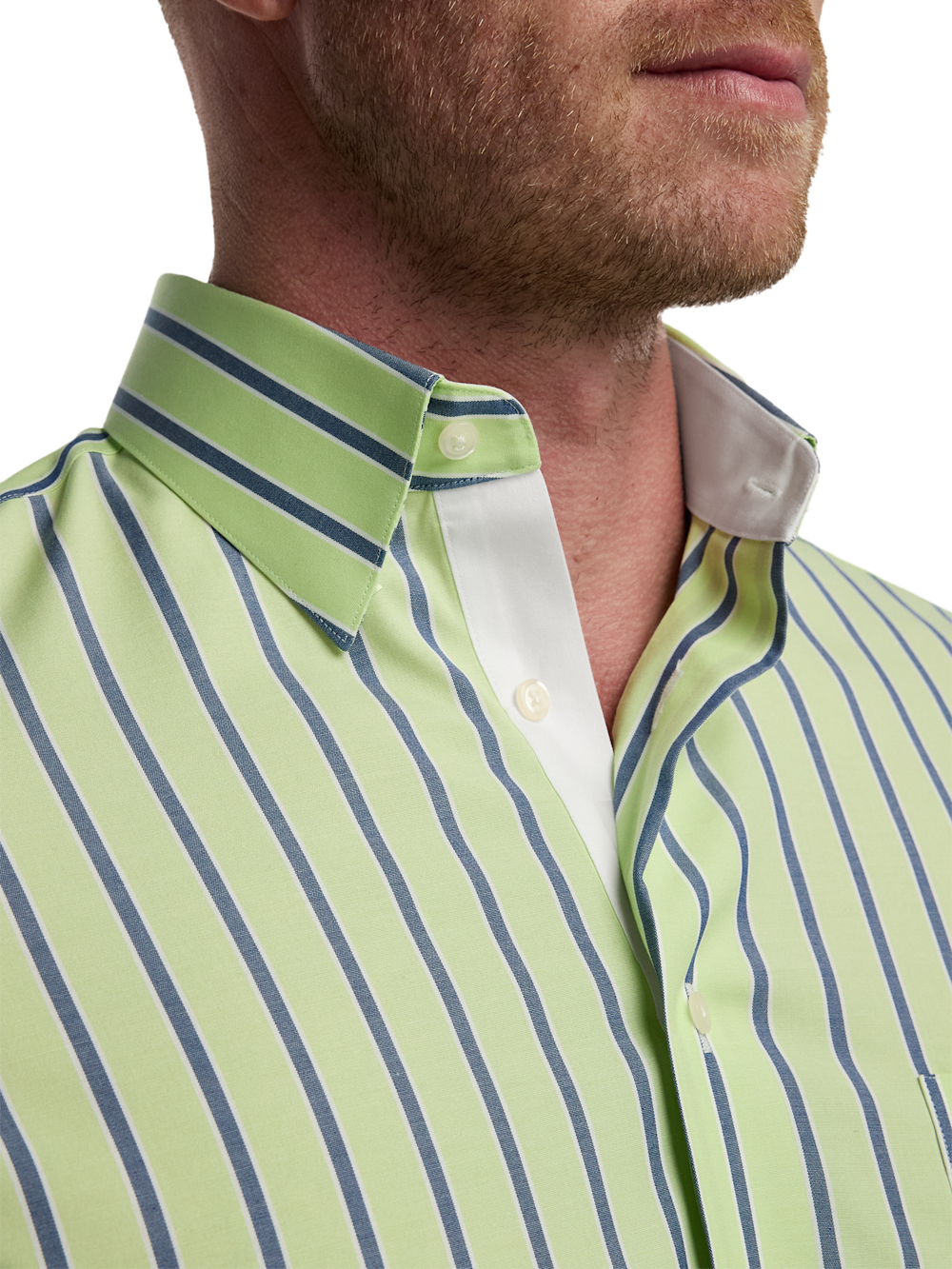 Alternate Image of Comfort Stretch Non-iron Stripe Dress Shirt With Contrast Trim-2