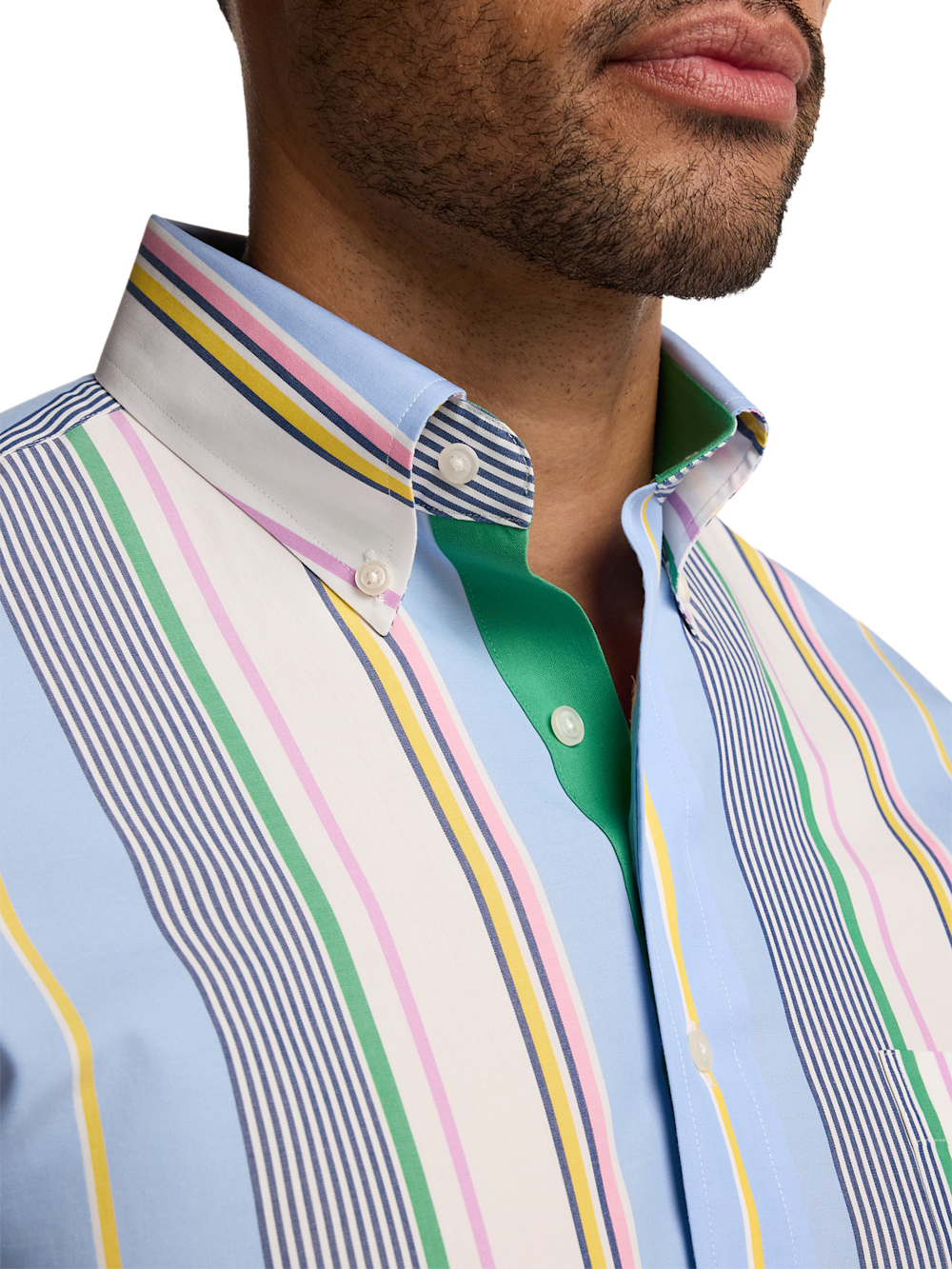 Alternate Image of Non-iron Cotton Stripe Dress Shirt With Contrast Trim-2