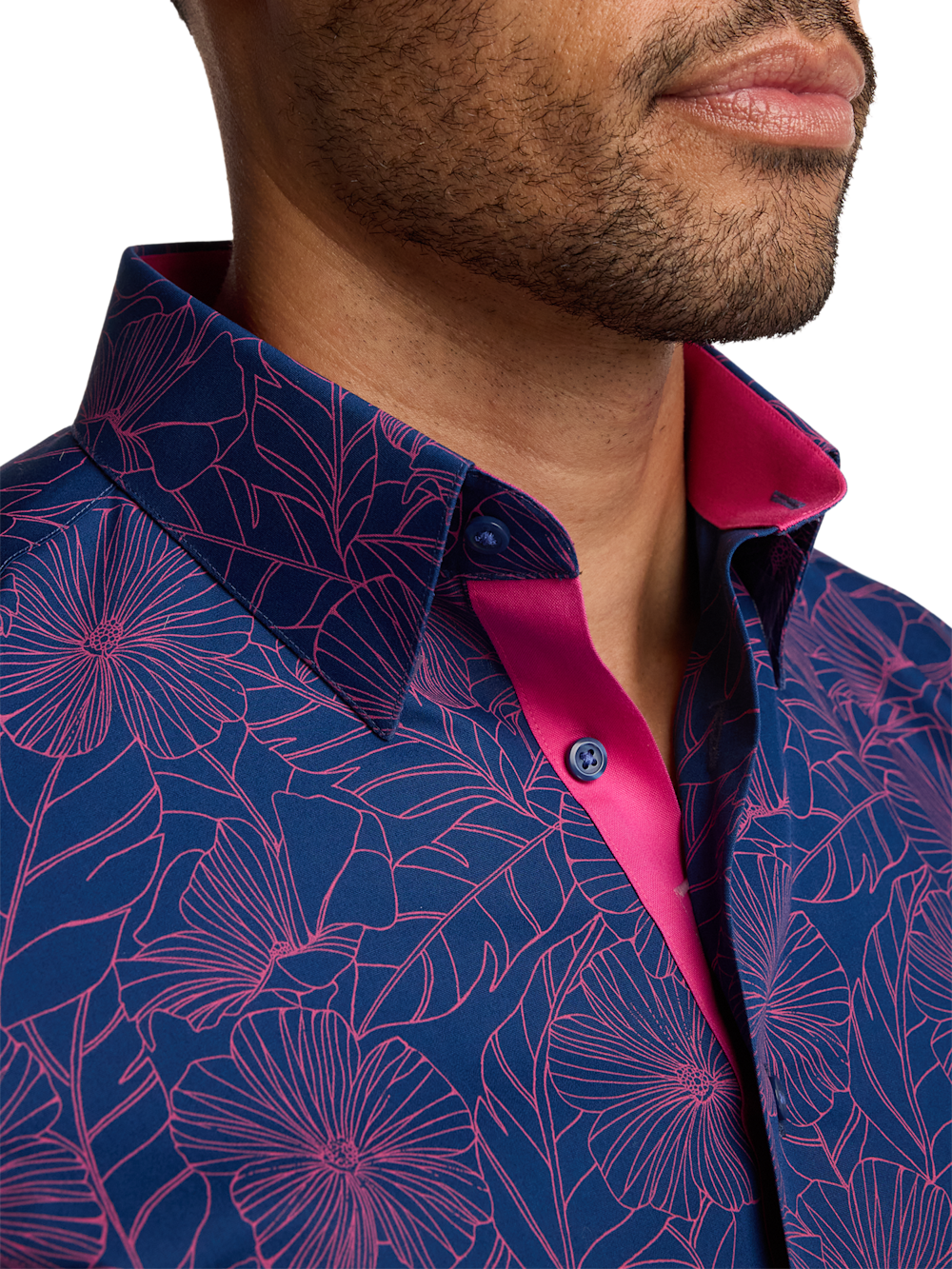 Alternate Image of Non-iron Cotton Floral Dress Shirt With Contrast Trim-2