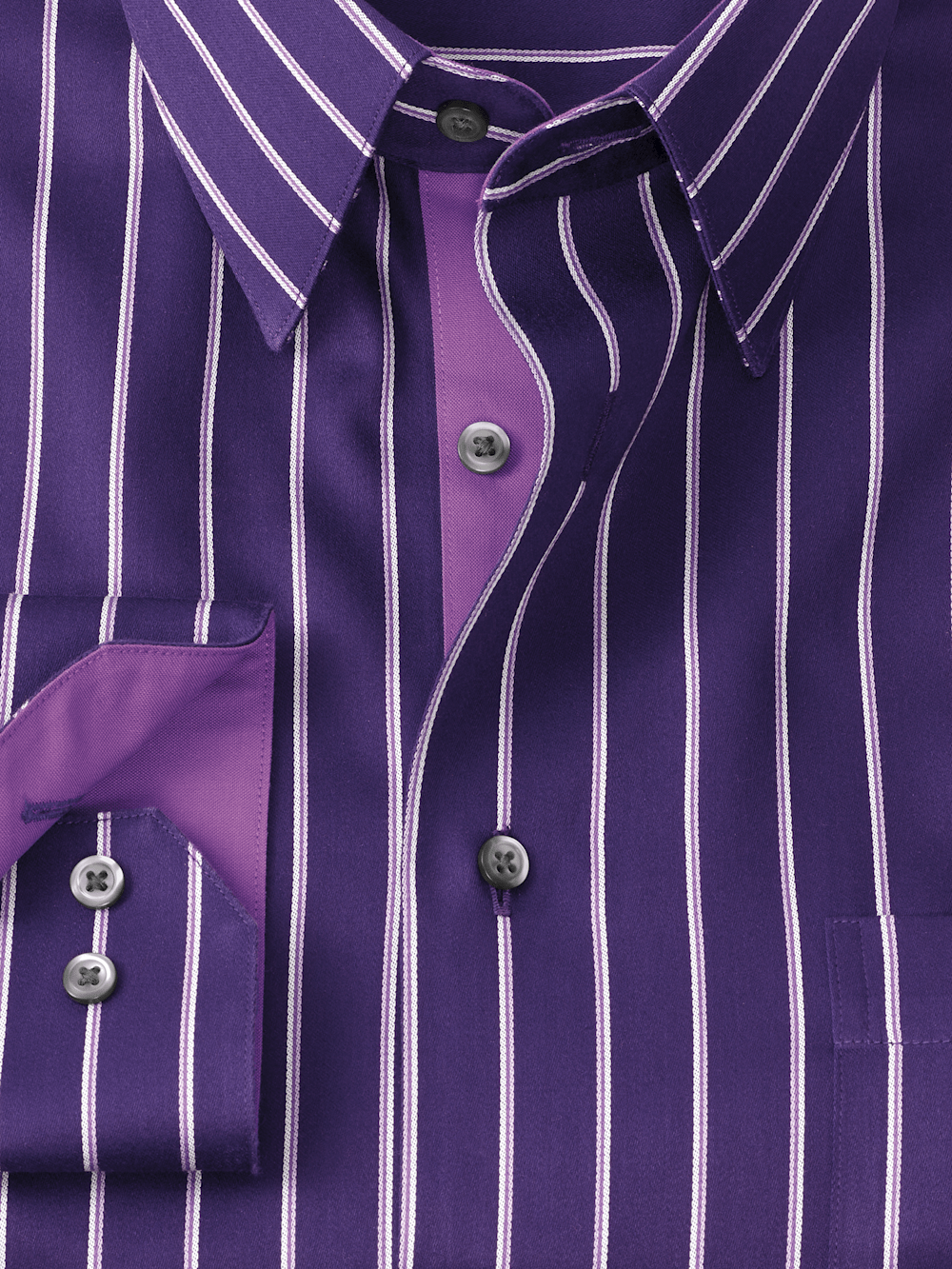 Alternate Image of Non-iron Cotton Stripe Dress Shirt With Contrast Trim-5