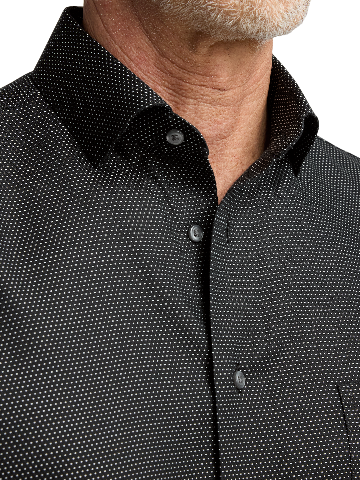 Non-Iron Cotton Dot Dress Shirt - Black
