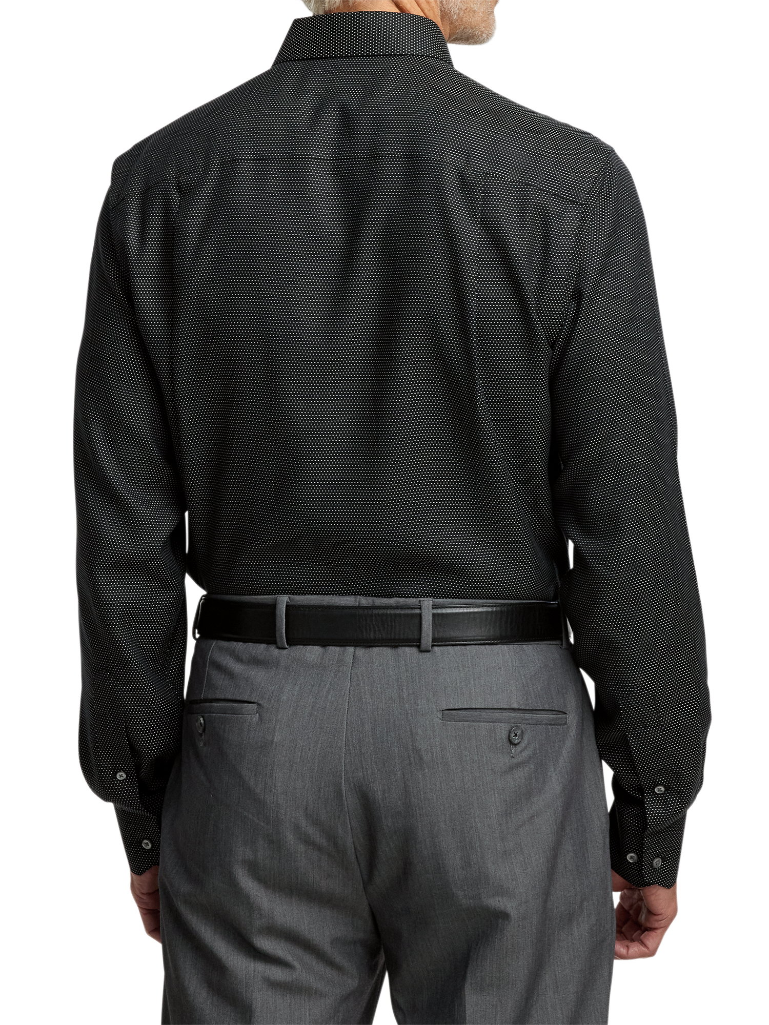 Non-Iron Cotton Dot Dress Shirt - Black