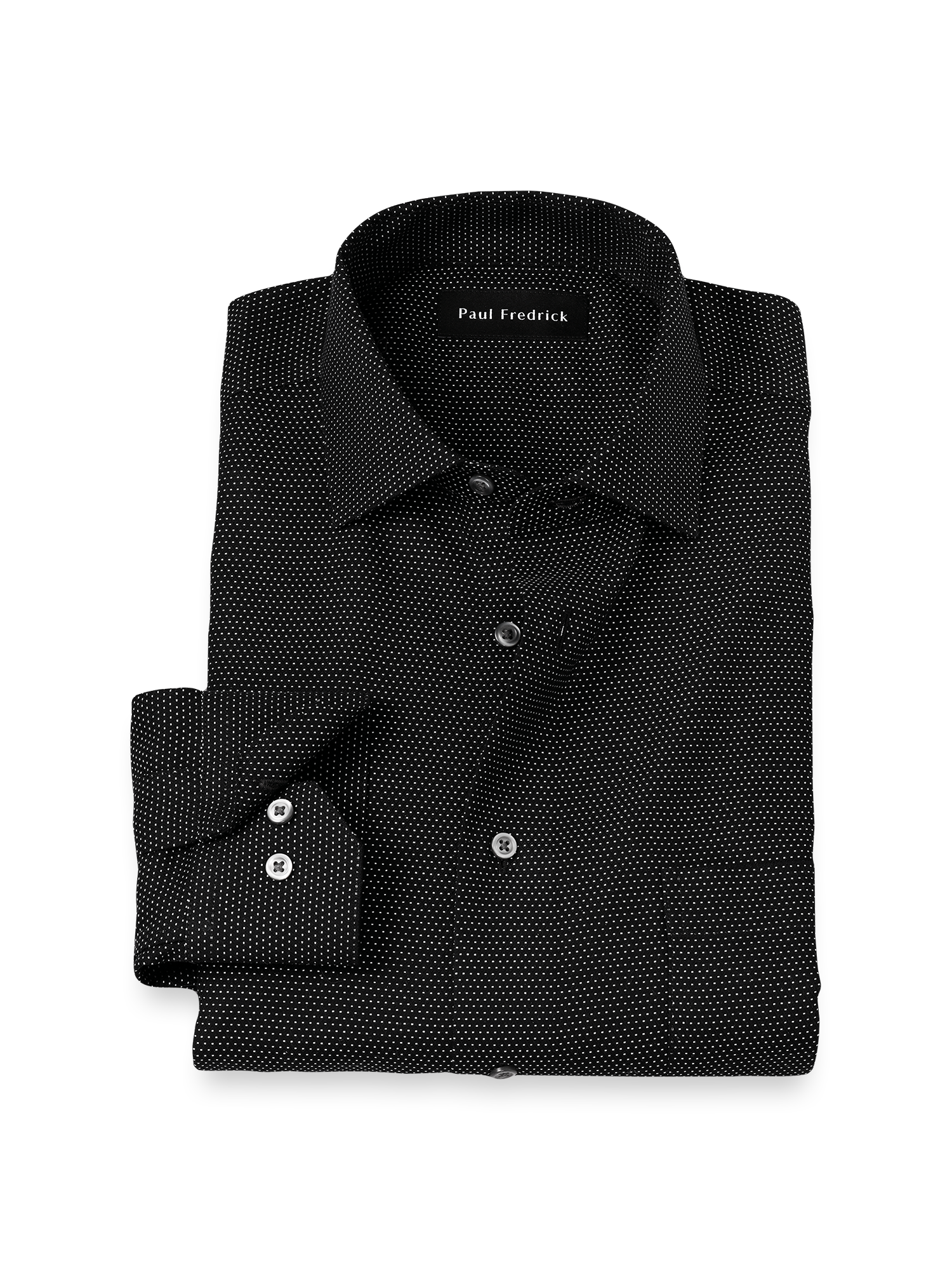 Non-Iron Cotton Dot Dress Shirt - Black