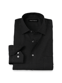 Non-Iron Cotton Dot Dress Shirt - Black