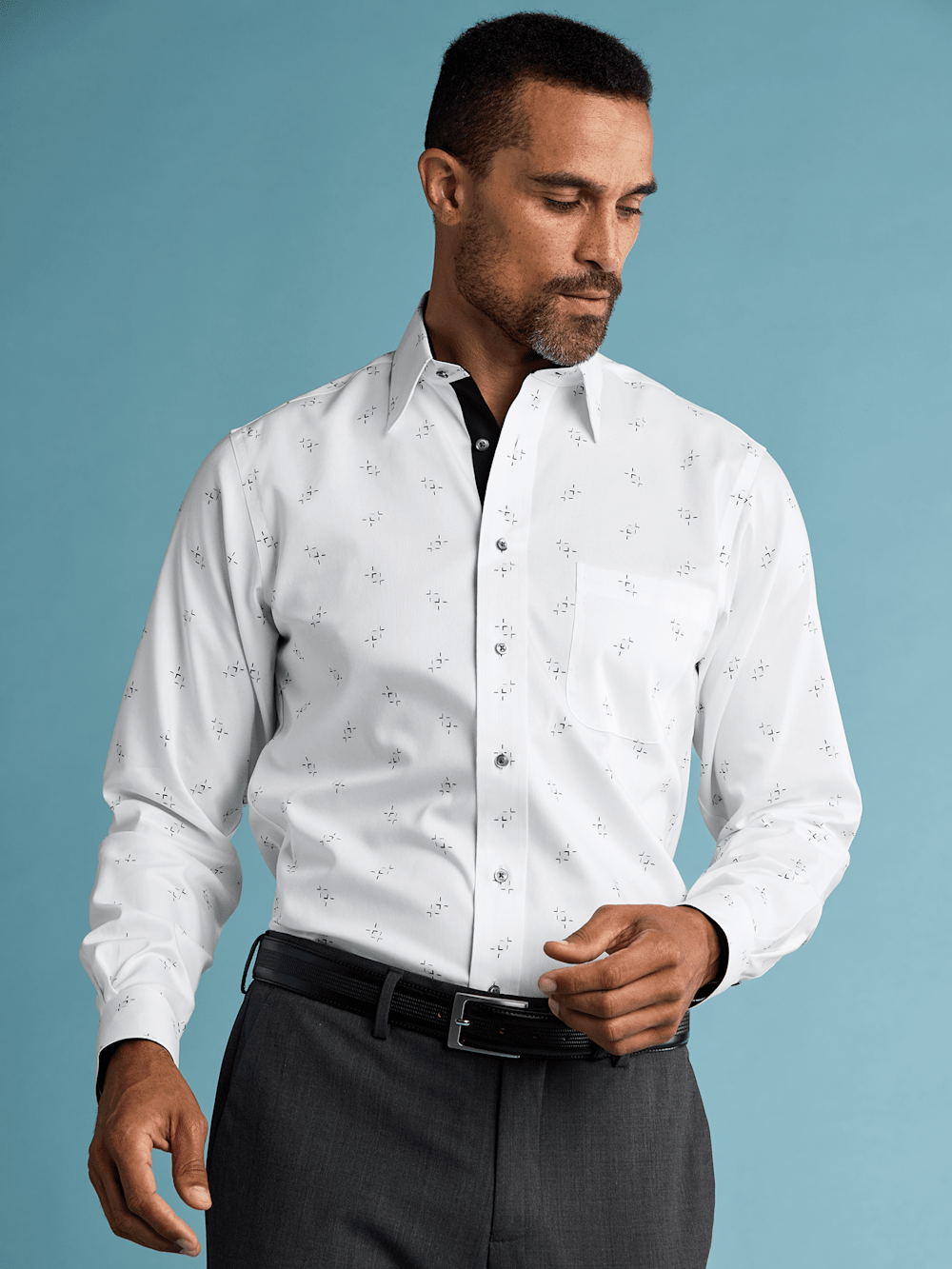 Non-Iron Cotton Houndstooth Dress Shirt
