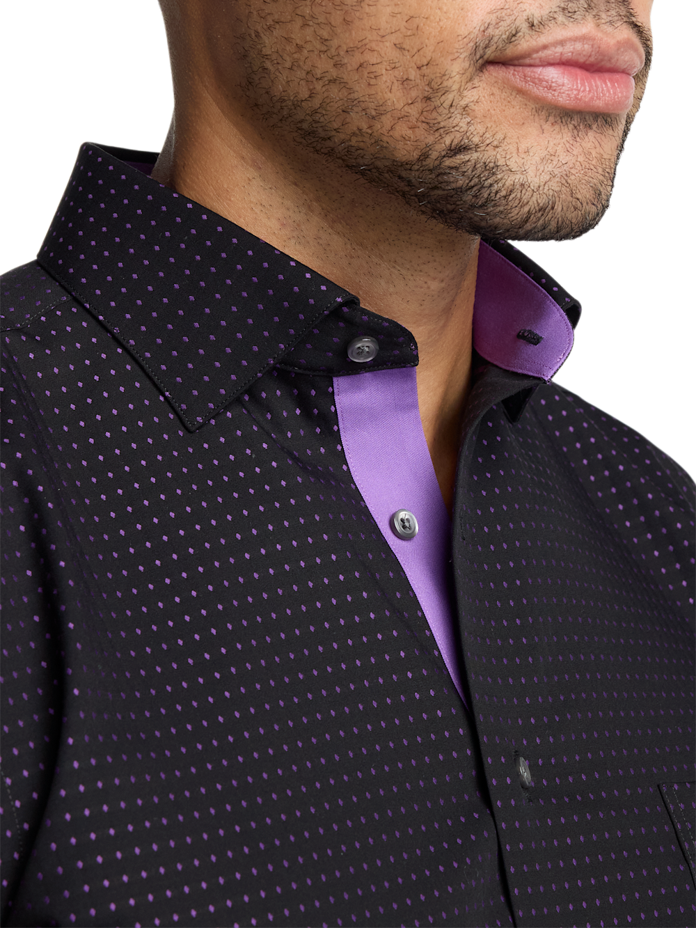 black and purple dress shirt Barry. Wang Mens Dress Shirt Purple Black Floral Long Sleeve Button Up Shirt, S