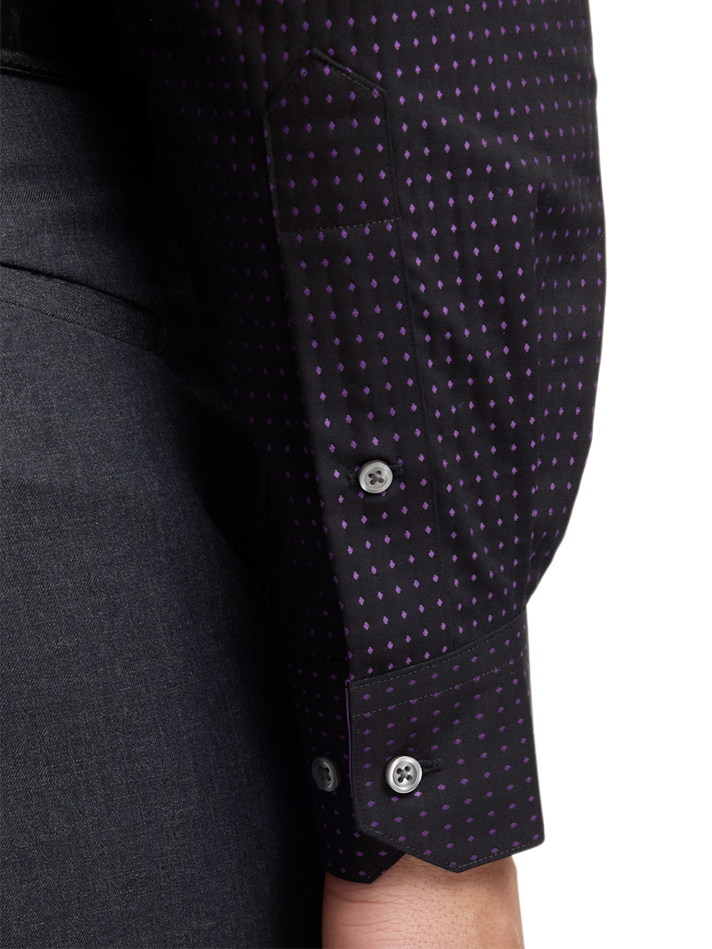 Alternate Image of Comfort Stretch Non-iron Dot Dress Shirt With Contrast Trim-3