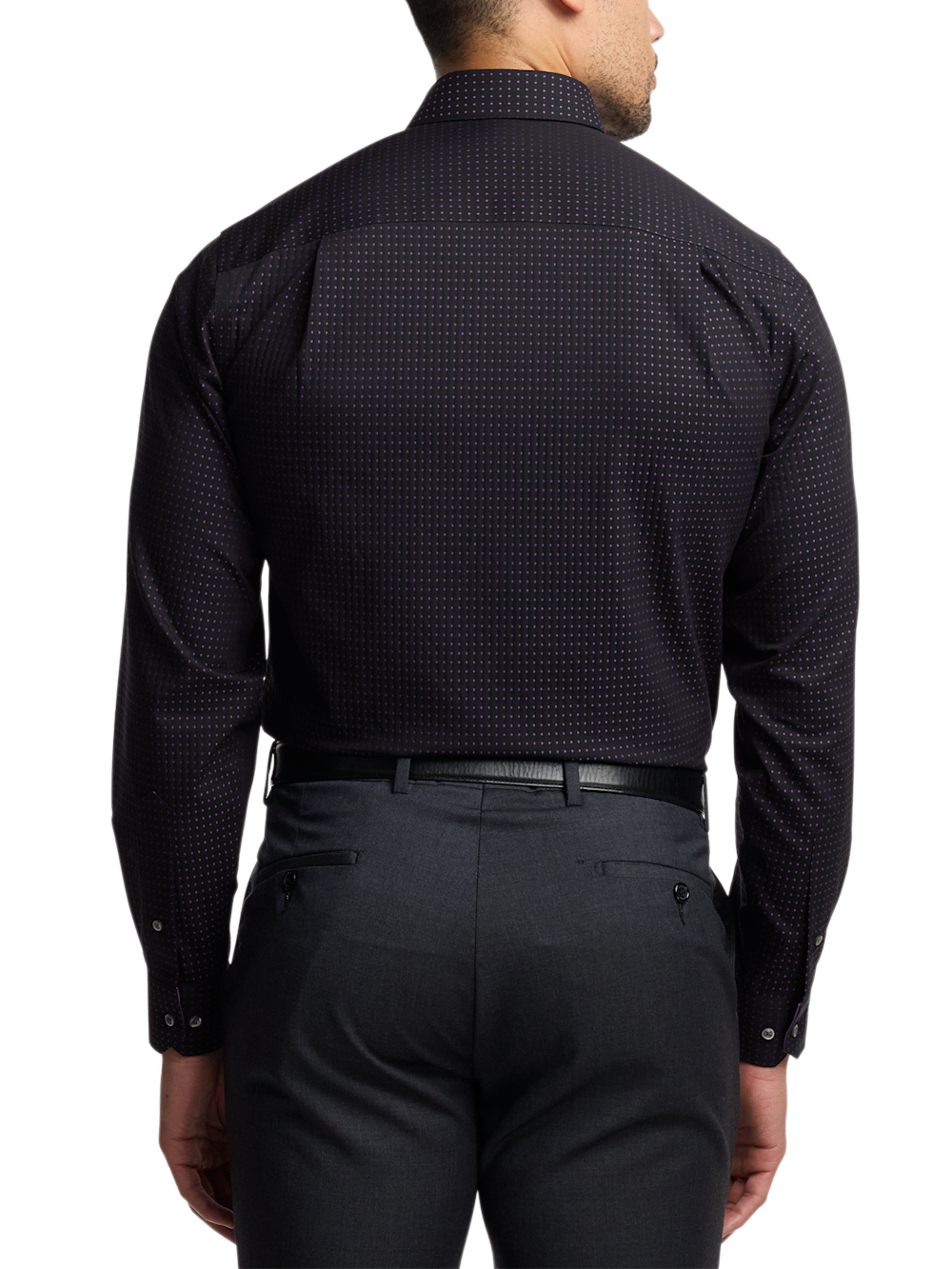 Alternate Image of Comfort Stretch Non-iron Dot Dress Shirt With Contrast Trim-4