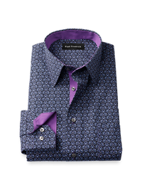 Comfort Stretch Non-Iron Deco Dress Shirt With Contrast Trim - Black/purple