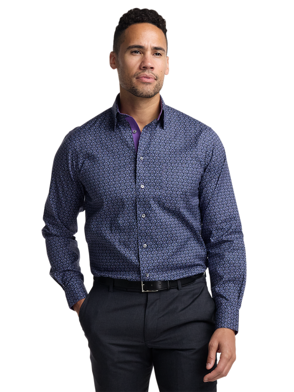Alternate Image of Comfort Stretch Non-iron Deco Dress Shirt With Contrast Trim-1