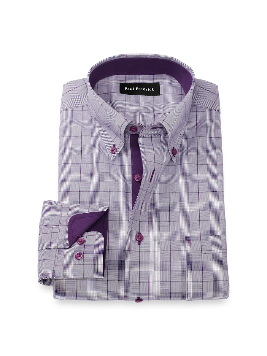 purple plaid dress shirt Men's Purple Plaid Rose Button Down Shirt, Goth Grunge Floral Long Sleeve