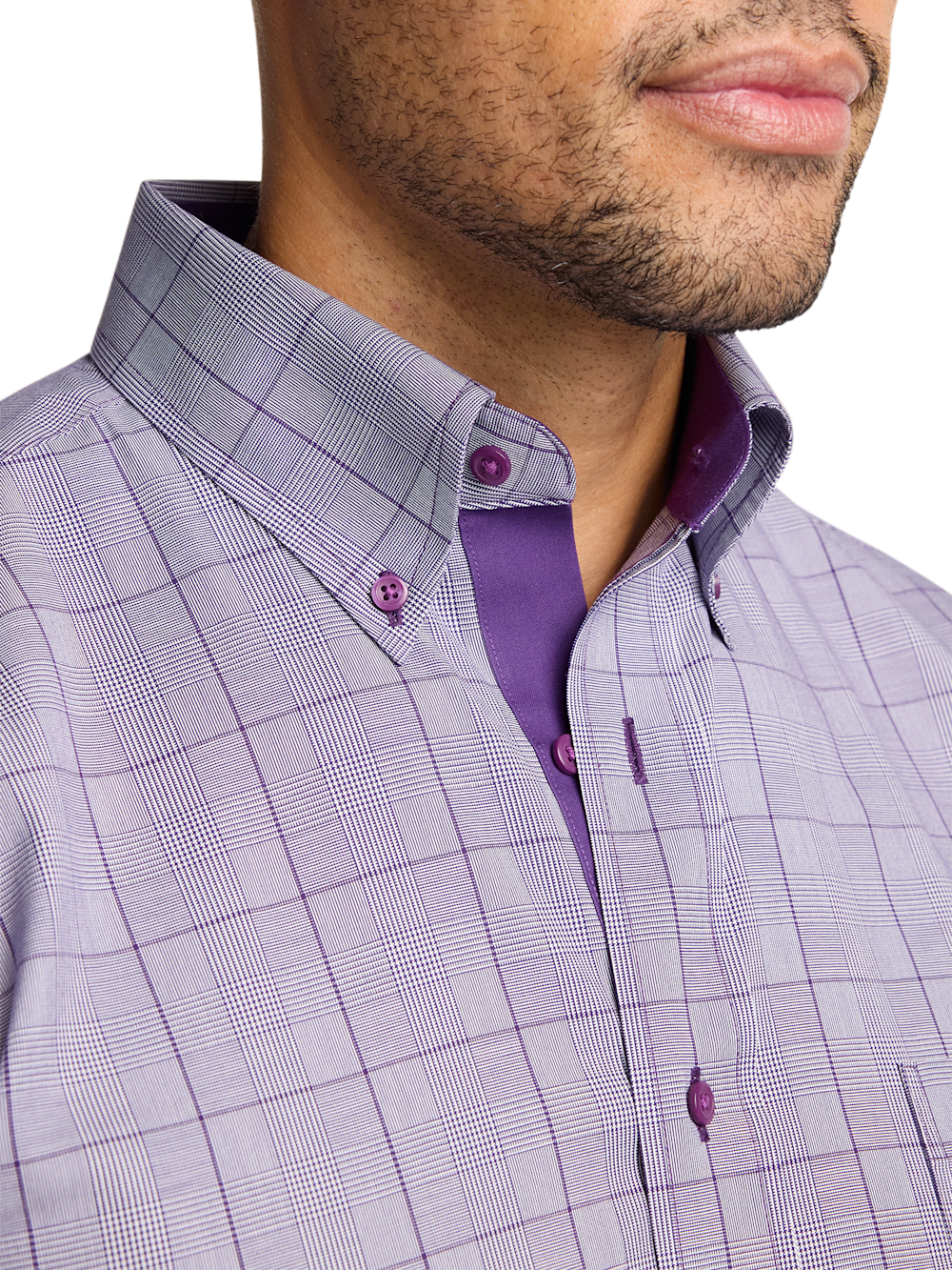Alternate Image of Comfort Stretch Non-iron Glen Plaid Dress Shirt With Contrast Trim-2
