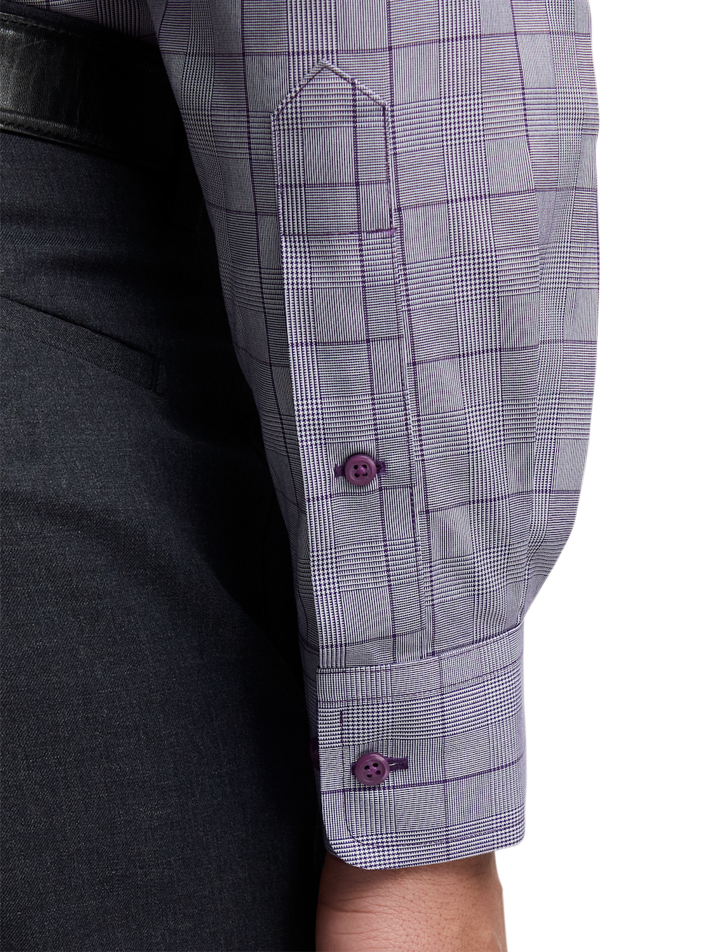 Alternate Image of Comfort Stretch Non-iron Glen Plaid Dress Shirt With Contrast Trim-3