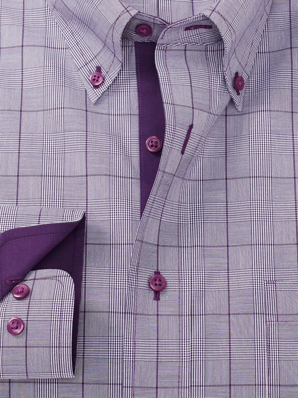 Alternate Image of Comfort Stretch Non-iron Glen Plaid Dress Shirt With Contrast Trim-5