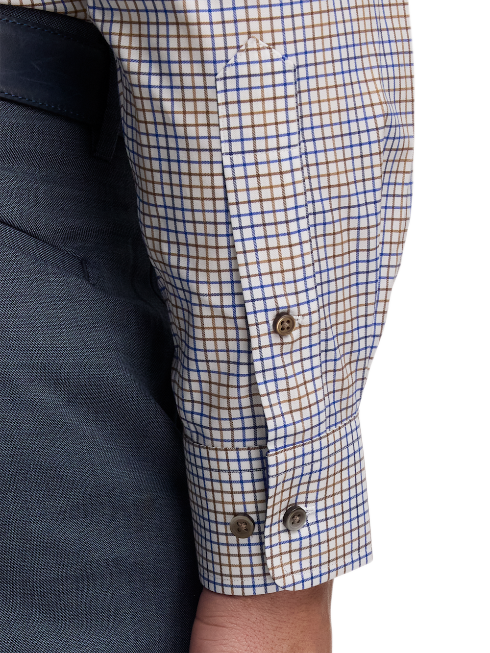 Alternate Image of Comfort Stretch Non-iron Tattersall Dress Shirt With Contrast Trim-3