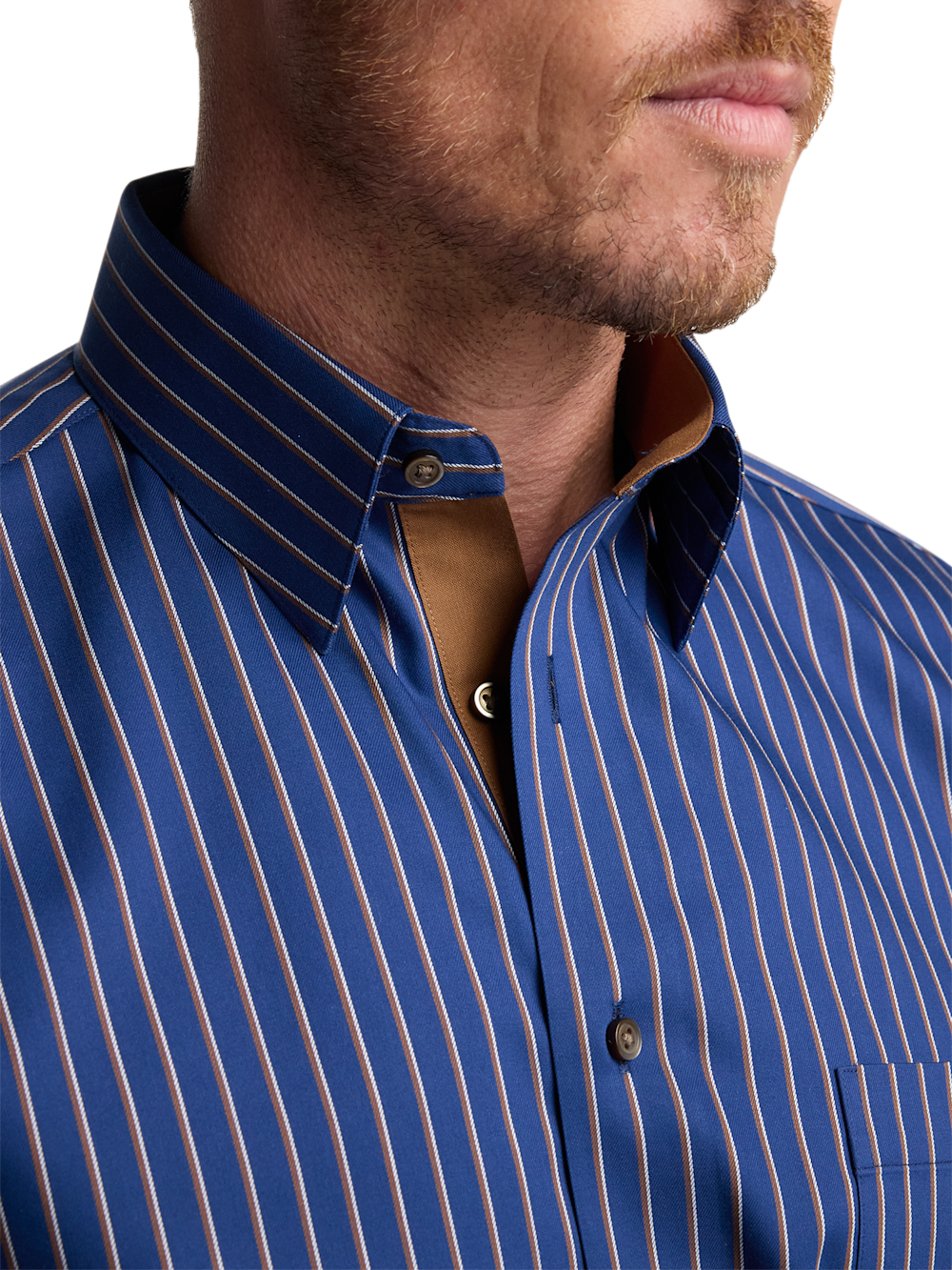 Alternate Image of Comfort Stretch Non-iron Stripe Dress Shirt With Contrast Trim-2