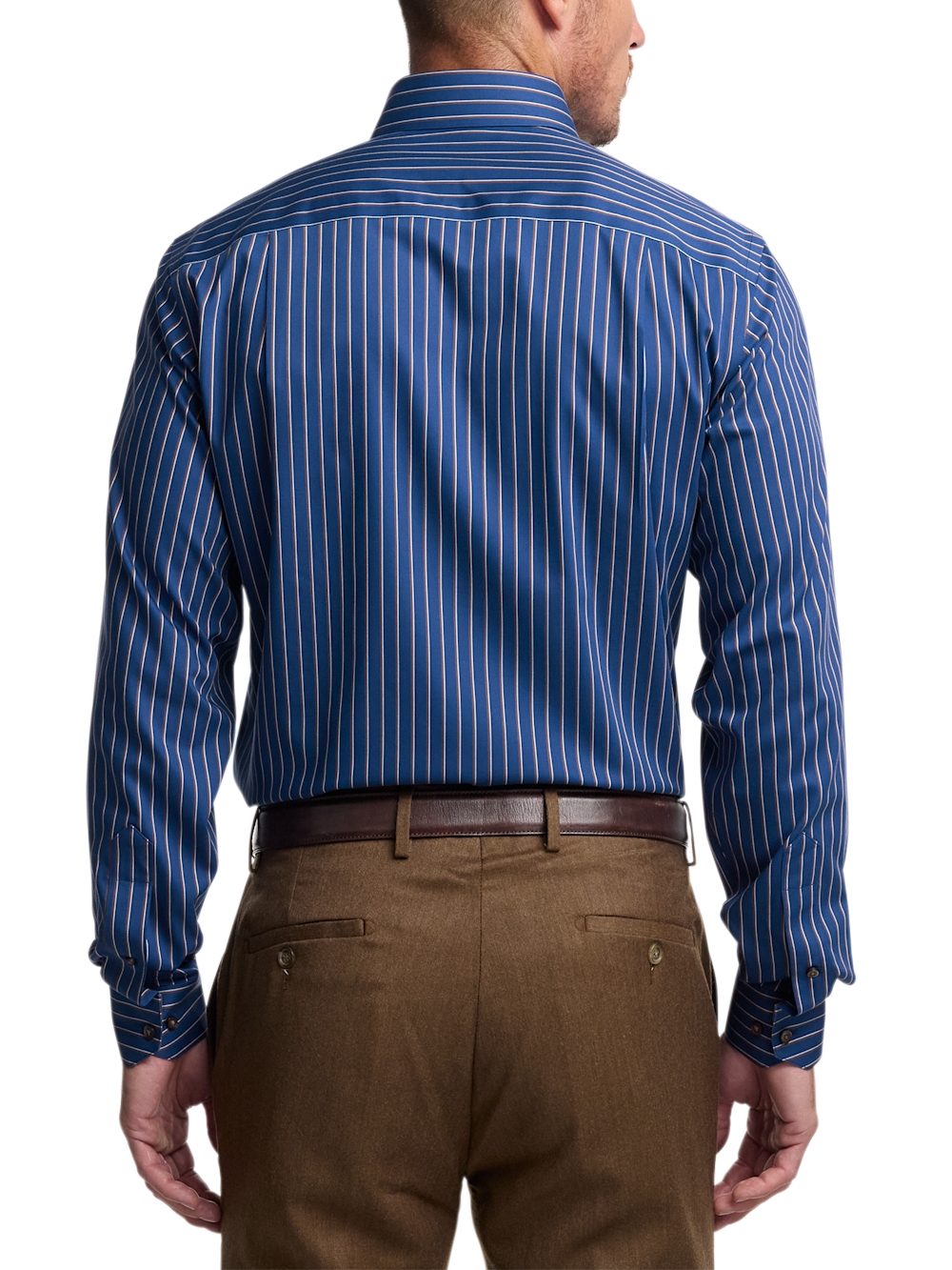 Alternate Image of Comfort Stretch Non-iron Stripe Dress Shirt With Contrast Trim-4