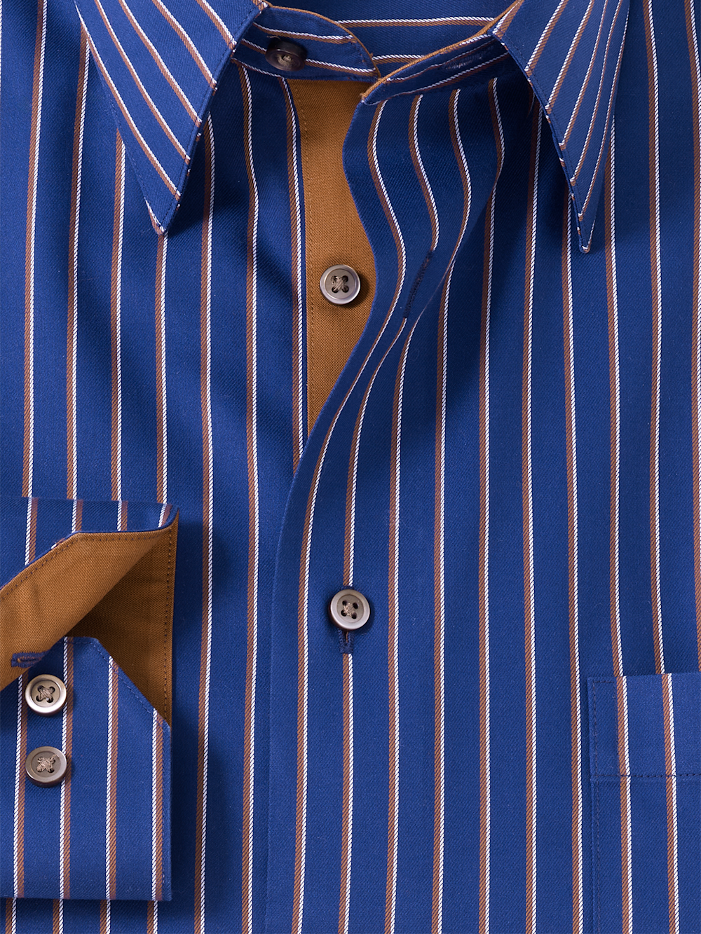 Alternate Image of Comfort Stretch Non-iron Stripe Dress Shirt With Contrast Trim-5