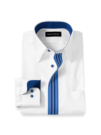 Comfort Stretch Non-Iron Solid Dress Shirt With Contrast Trim - White