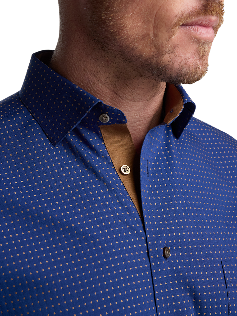 Alternate Image of Comfort Stretch Non-iron Dot Dress Shirt With Contrast Trim-2