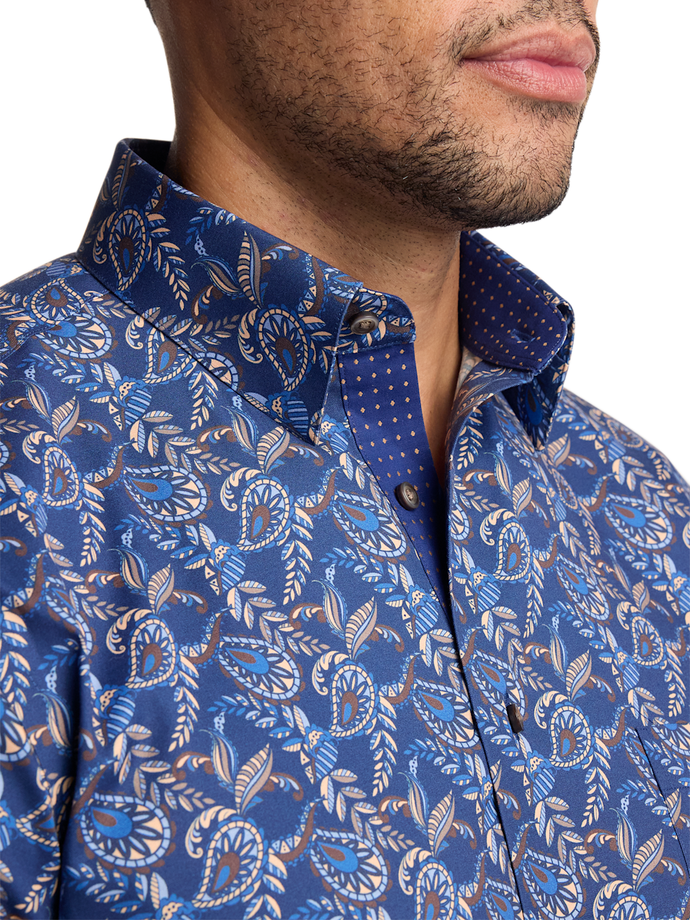 Alternate Image of Comfort Stretch Non-iron Paisley Dress Shirt With Contrast Trim-2