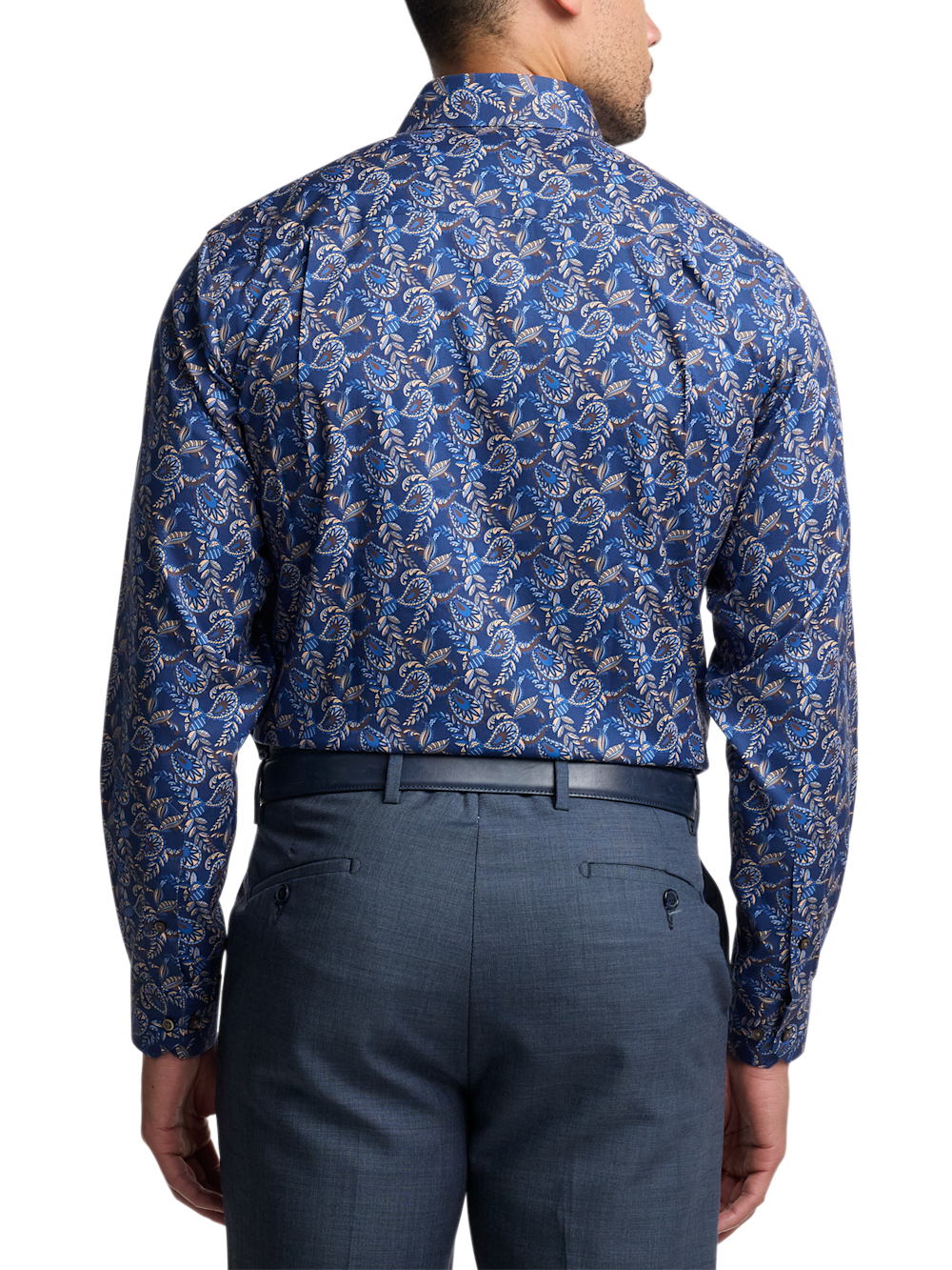 Alternate Image of Comfort Stretch Non-iron Paisley Dress Shirt With Contrast Trim-4