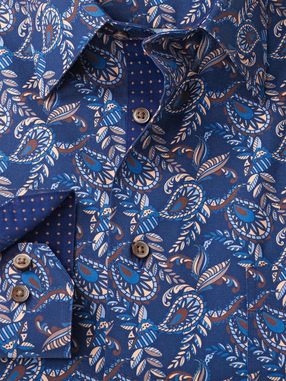 Alternate Image of Comfort Stretch Non-iron Paisley Dress Shirt With Contrast Trim-5