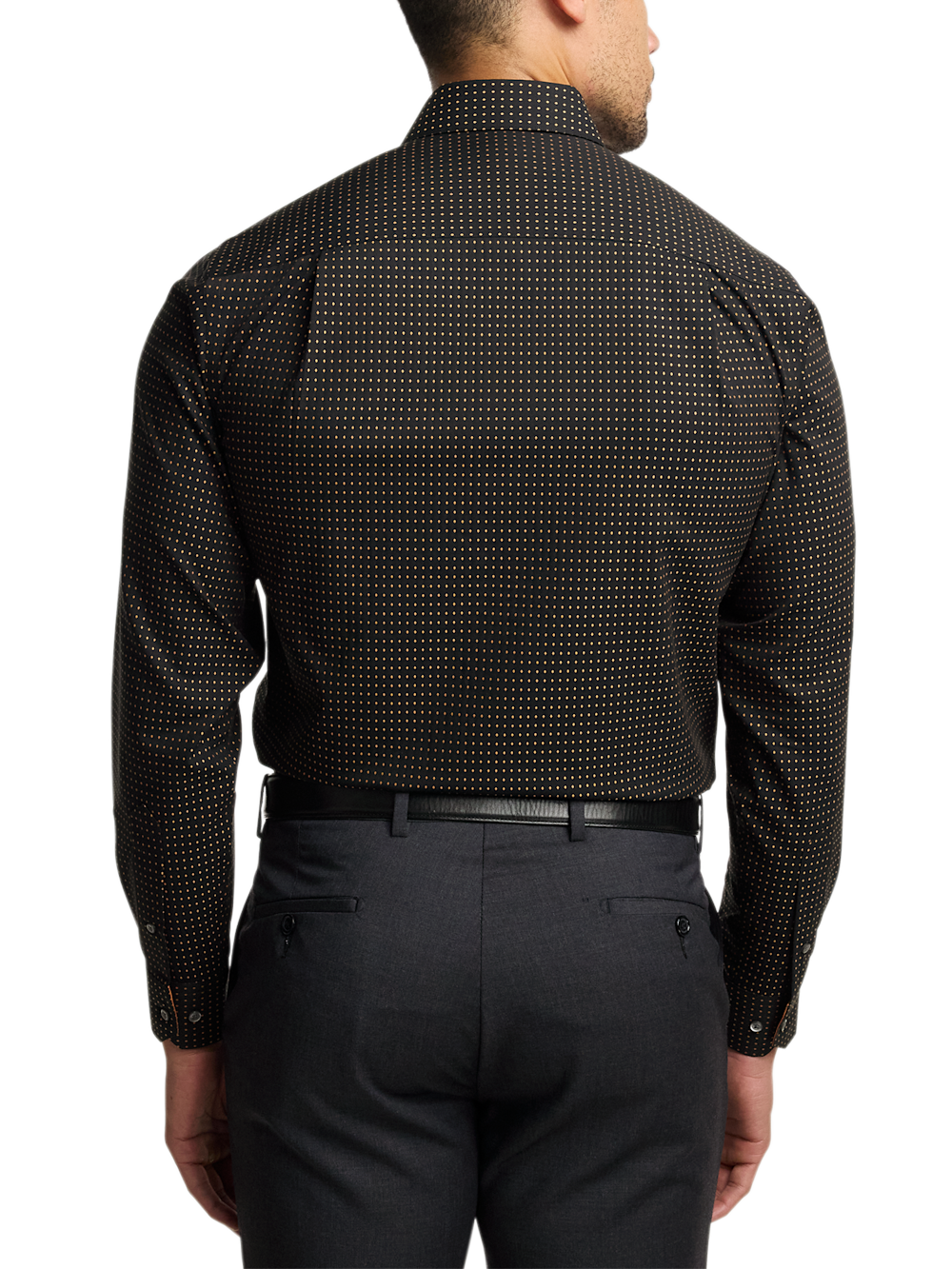 Alternate Image of Comfort Stretch Non-iron Dot Dress Shirt With Contrast Trim-4