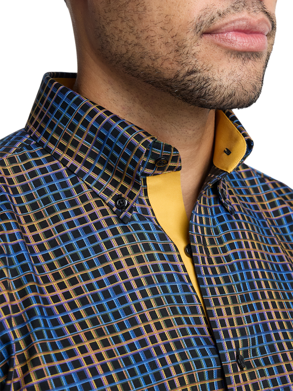 Alternate Image of Comfort Stretch Non-iron Check Dress Shirt With Contrast Trim-2