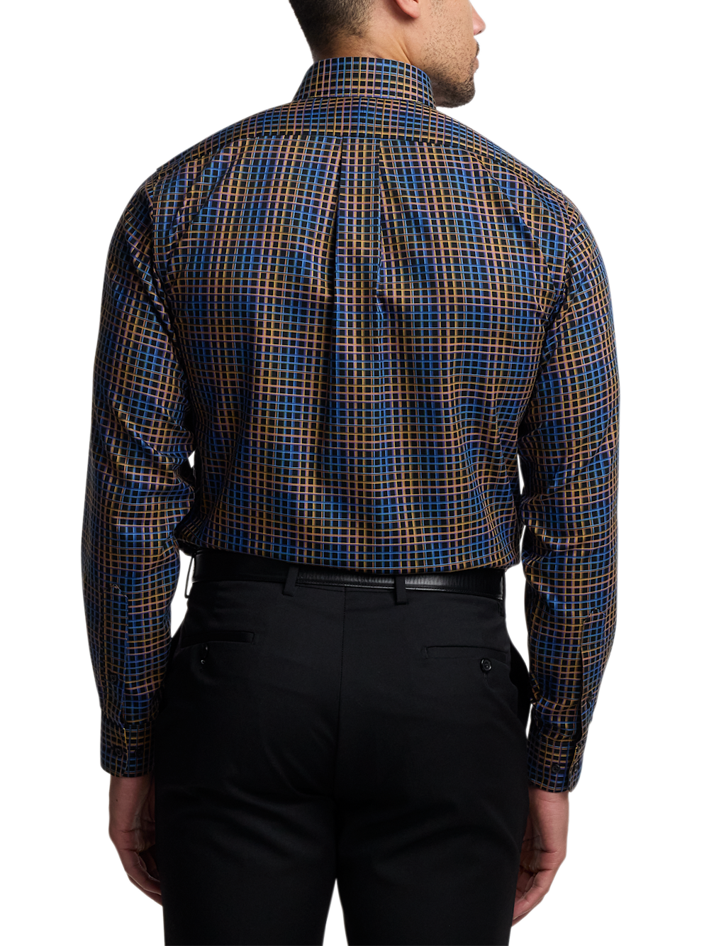 Alternate Image of Comfort Stretch Non-iron Check Dress Shirt With Contrast Trim-4