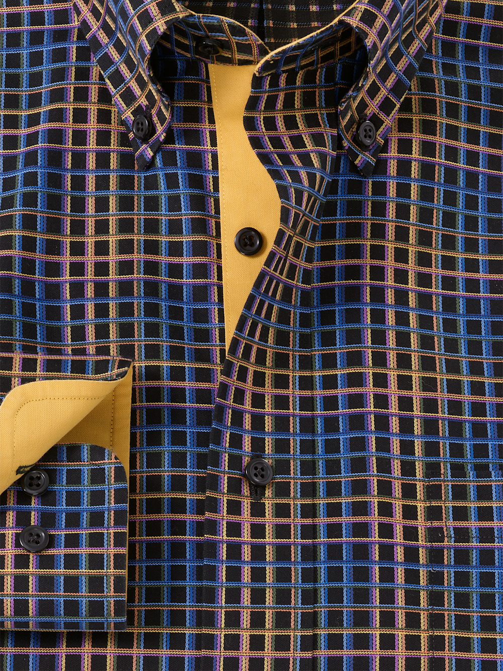 Alternate Image of Comfort Stretch Non-iron Check Dress Shirt With Contrast Trim-5