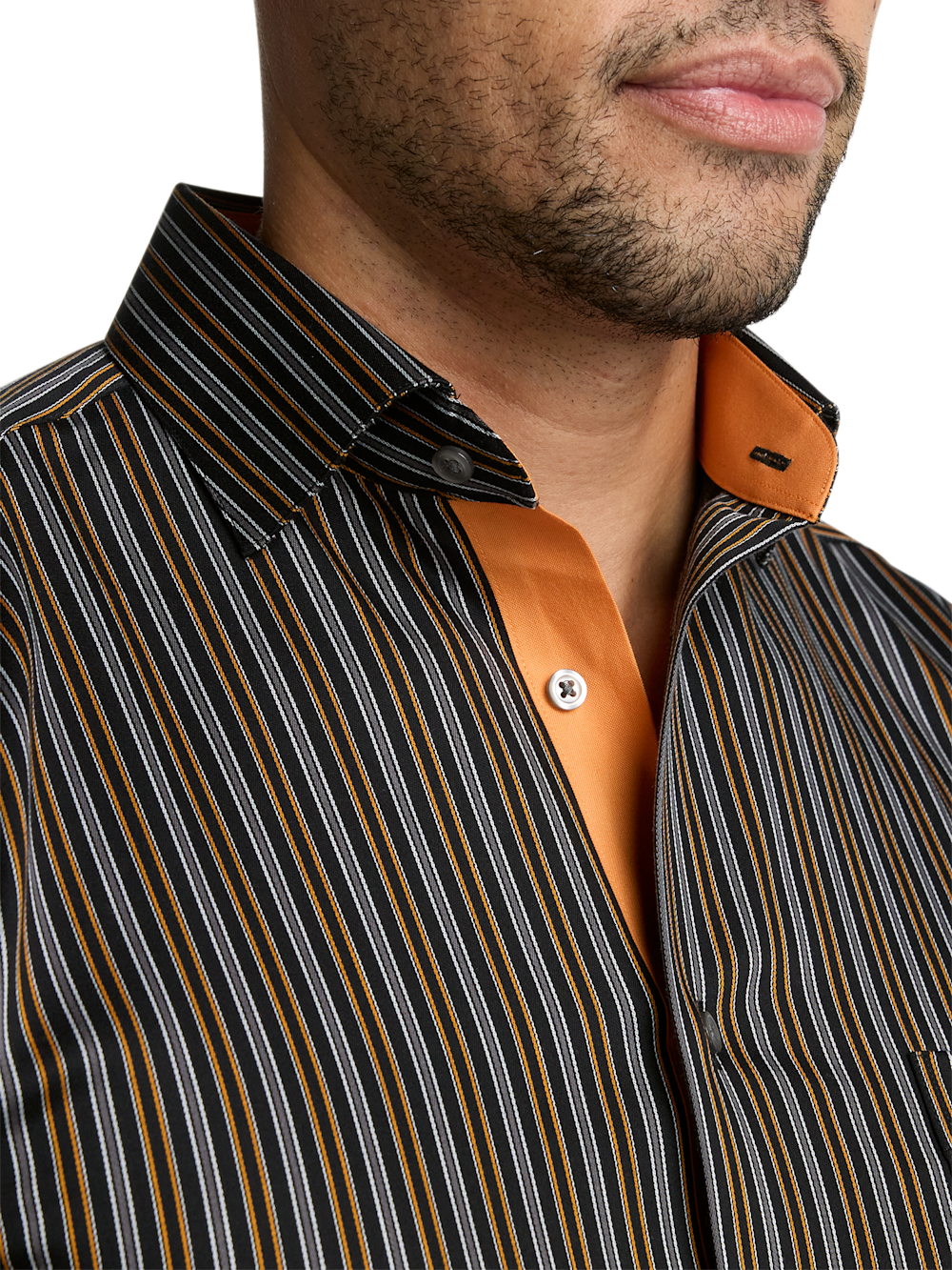 Alternate Image of Comfort Stretch Non-iron Stripe Dress Shirt With Contrast Trim-2