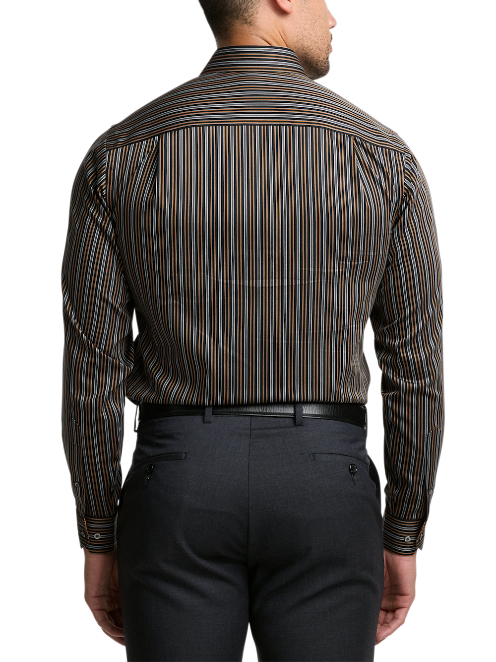 Alternate Image of Comfort Stretch Non-iron Stripe Dress Shirt With Contrast Trim-4