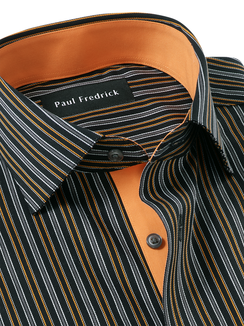 Comfort Stretch Non-Iron Stripe Dress Shirt With Contrast Trim