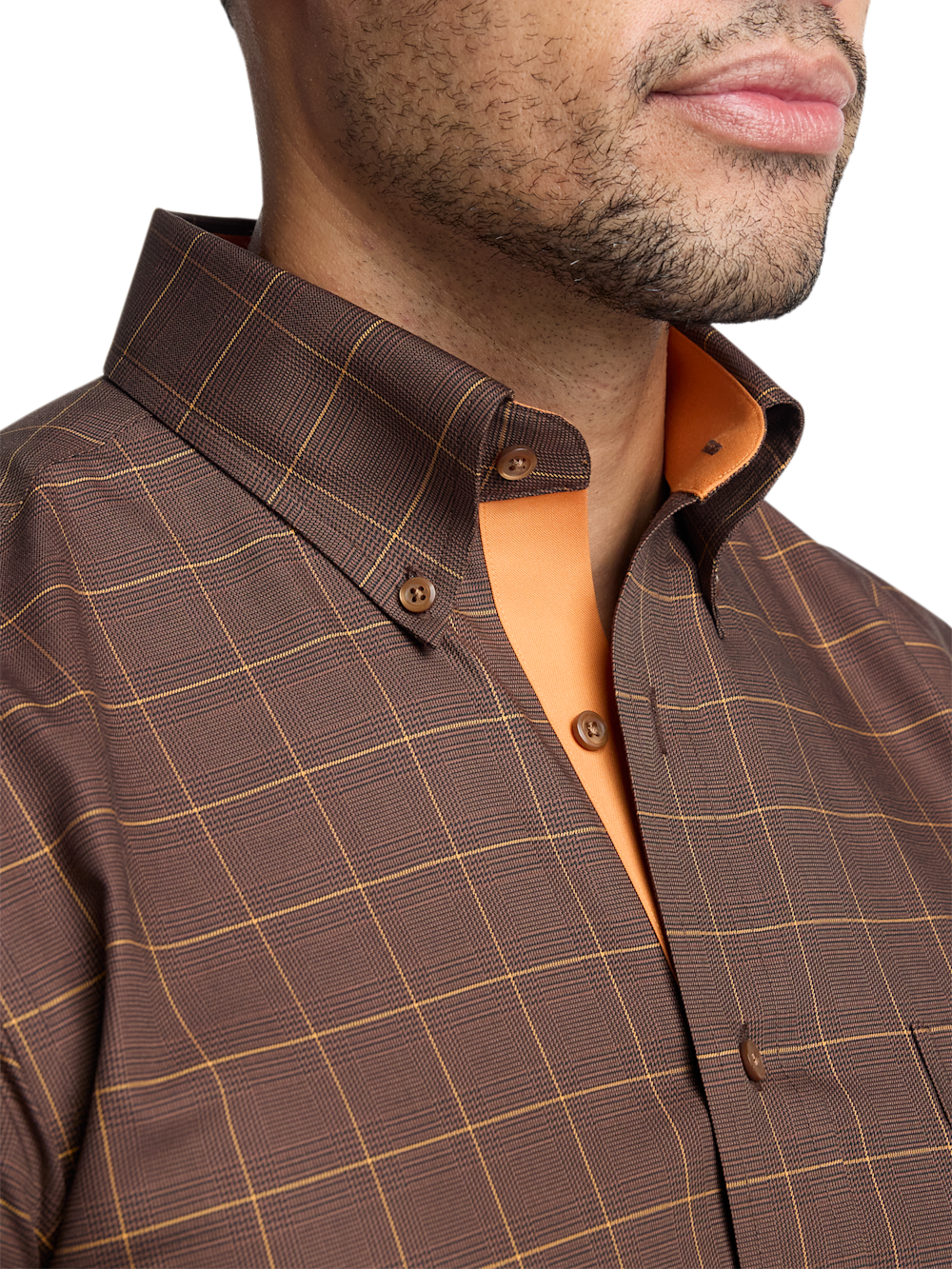 Alternate Image of Comfort Stretch Non-iron Windowpane Dress Shirt With Contrast Trim-2