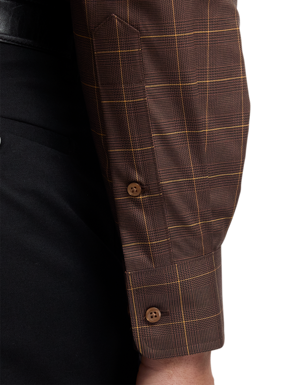 Alternate Image of Comfort Stretch Non-iron Windowpane Dress Shirt With Contrast Trim-3