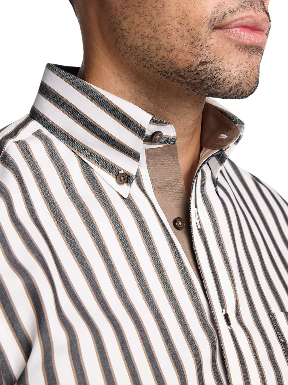 Alternate Image of Comfort Stretch Non-iron Stripe Dress Shirt With Contrast Trim-2