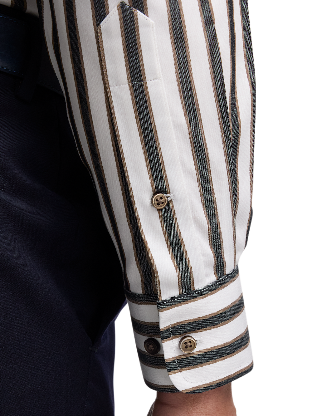 Alternate Image of Comfort Stretch Non-iron Stripe Dress Shirt With Contrast Trim-3
