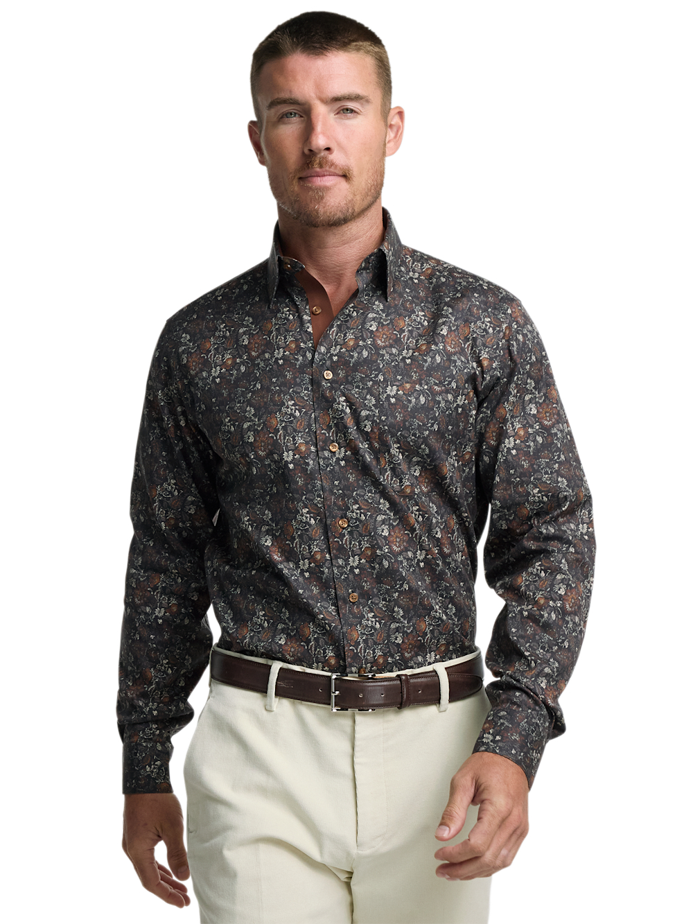 Alternate Image of Comfort Stretch Non-iron Floral Dress Shirt With Contrast Trim-1